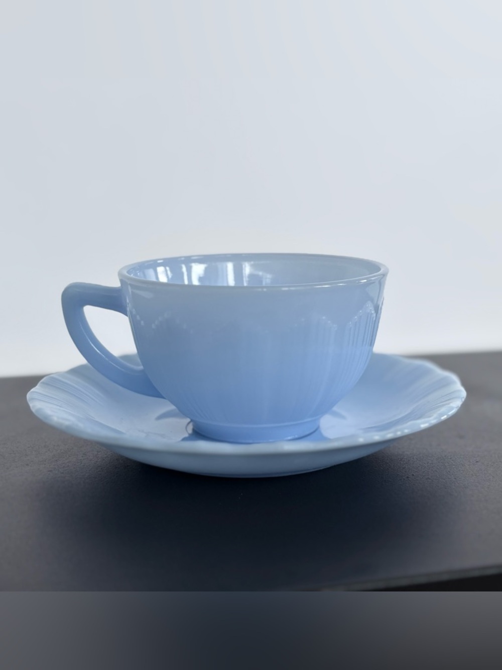 Vintage Canadian Blue Pyrex Teacup and Saucer